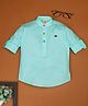 Rikidoos Full Sleeves Solid Kurta Style Shirt - Mint Green
