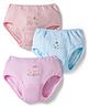 Zero Interlock Knit Panties with Bunny Print Pack of 3 - Pink Peach & Aqua Blue