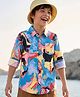 Pine Kids Cotton Woven Full Sleeves Printed Shirt - Light Blue