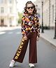 OLLINGTON ST. Cotton Knit Full Sleeves Abstract Print Sweatshirts & Knit Trackpant - Multicolor & Brown