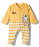 Child World Interlock Knit Full Sleeves Footed Sleep Suit with Giraffe Print - Yellow