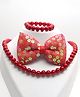 Aabacus Beads Embellished Floral Sequin Detailed Jewellery Combo Set - Red