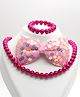Aabacus Beads Embellished Floral Sequin Detailed Jewellery Combo Set - Pink