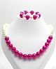 Aabacus Beads Embellished Bracelet & Necklace Set - Pink