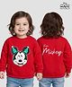 Babyhug Disney Terry Knit  Drop Shoulder Full Sleeves Sweashirt with Mickey Mouse Graphics - Red
