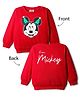 Babyhug Disney Terry Knit  Drop Shoulder Full Sleeves Sweashirt with Mickey Mouse Graphics - Red