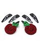 Aabacus Set Of 3 Apple Crochet Designed & Solid Snap Clips - Red