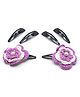 Aabacus Set Of 3 Floral Crochet Designed & Solid Snap Clips - Pink