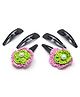 Aabacus Set Of 3 Floral Crochet Designed & Solid Snap Clips - Pink