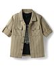 Rikidoos Full Sleeves Striped Shirt & Move Fast Text Printed Tee - Fawn & Black