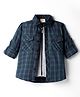 Rikidoos Cotton Woven Full Sleeves Checked Shirt With Attached Tee - Navy Blue & Melange
