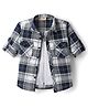 Rikidoos Full Sleeves Checked Shirt With Solid Attached Tee - Blue & Melange