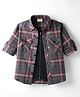 Rikidoos Cotton Woven Full Sleeves Checked Shirt With Attached Tee - Grey & Black