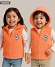 Babyhug Knit Sleeveless Sherpa Fur Hoodie with Kangaroo Pocket - Orange