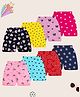 KUCHIPOO Cotton Knit Pack Of 8 Hearts & Polka Dots Printed Shorts - Lilac Pink Black Yellow Red & Blue