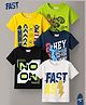 KUCHIPOO Cotton Knit Pack Of 5 Half Sleeves Skateboard & Typography Printed Tees - White Black Yellow Navy Blue & Green