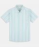 CAVIO Cotton Woven Half Sleeves Striped Shirt - Lightgreen