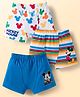 Babyhug Disney Single Jersey Knit Trunks with Mickey Mouse Graphics Pack of 3 - White & Blue