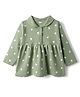 Pink Rabbit Interlock Knit Full Sleeves Frock With Floral Print - Olive Green