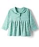 Pink Rabbit Interlock Knit Peter Pan Collar Full Sleeves Frock With Text Print - Mint
