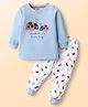 Pink Rabbit Single Jersey Knit Full Sleeves Night Suit with Lady Bug & Heart Print - Light Blue