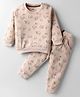 Pink Rabbit Single Jersey Knit Full Sleeves Co-Ord Night Suit with Animal Print - Light Brown