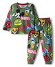 Babyhug Disney Single Jersey Knit Full Sleeves Co-ord Night Suit With Disney Character Print - Olive Green