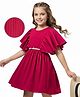 Hola Bonita Woven Half Sleeves Solid Textured Dress With Belt - Maroon