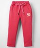 Olio Kids Fleece Full Length Woolen Pant With Heart Print - Red
