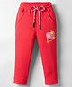 Olio Kids Fleece Full Length Woolen Pant With Heart Print - Red