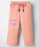 Olio Kids Sinker Knit Full Length Lounge Pant With Text Print - Peach