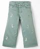 Olio Kids Cotton Woven Full Length Trouser with Bunny Embroidery - Olive Green