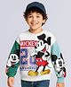 Pine Kids Disney Terry Knit Drop Shoulder Full Sleeves Sweatshirt With Mickey Mouse Graphics - Multicolor