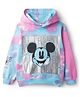 Pine Kids Disney Terry Knit Full Sleeves Tie & Dyed Hooded Sweatshirt With Mickey Mouse Graphics & Foil Print - Multicolour