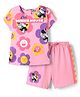 HoneyHap Disney Single Jersey Knit Half Sleeves Shorts Night Suit with Minnie Mouse Graphics - Pink