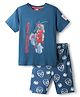 Pine Kids Marvel Single Jersey Knit Half Sleeves Shorts Night Suit with Spider Man Graphics - Navy Blue