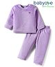 Babyoye Knit Full Sleeves Winter Wear Solid Colour Co-ords Night Suit - Lilac
