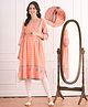 Bella Mama Viscose Woven Three Forth Sleeves Floral Printed Maternity Kurta With Embroidered Yoke - Pink