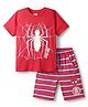 Pine Kids Marvel 100% Cotton Half Sleeves Shorts Night Suit With Spider Man Graphics - Red