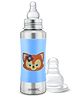 Speedex Stainless Steel Baby Feeding Bottle  240ml | Blue Foxy Print | Internal ML Marking | Silicone Grip | Mirror Finish | No Extra Nipple