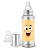 Speedex Stainless Steel Baby Feeding Bottle  240ml | Yellow Smiley Print | Internal ML Marking | Silicone Grip | Mirror Finish | No Extra Nipple