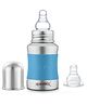 Speedex Stainless Steel Baby Feeding Bottle  150ml | Blue | Internal ML Marking | Silicone Stopper & Grip | 1 Extra Nipple Included