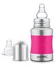 Speedex Stainless Steel Baby Feeding Bottle  150ml | Pink | Internal ML Marking | Silicone Stopper & Grip | 1 Extra Nipple Included