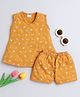 Little Angels Cotton Woven Sleeveless Explore Text & Bicycle Printed Coordinating Top & Shorts Set - Musturd