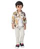 DOTSON Woven Full Sleeves Leaves Printed Shirt & Pant With Tee Set - Mustard