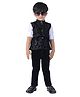 DOTSON Cotton Woven Full Sleeves Sequins Embellished 3 Piece Party Suit Set - Black