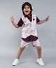 Little Clothing Cotton Silk Woven Half Sleeves Abstract Printed 3 Piece Party Suit Set - Wine