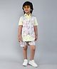 Little Clothing Cotton Silk Woven Half Sleeves Paisleys Printed 3 Piece Party Suit Set - Yellow
