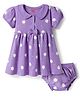 Babyhug Single Jersey Knit Half Sleeves Frock With Bloomers With Floral Print - Lavender