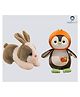 CuddleNest Penguin and Brown Rabbit Soft Toy - Height 30 cm